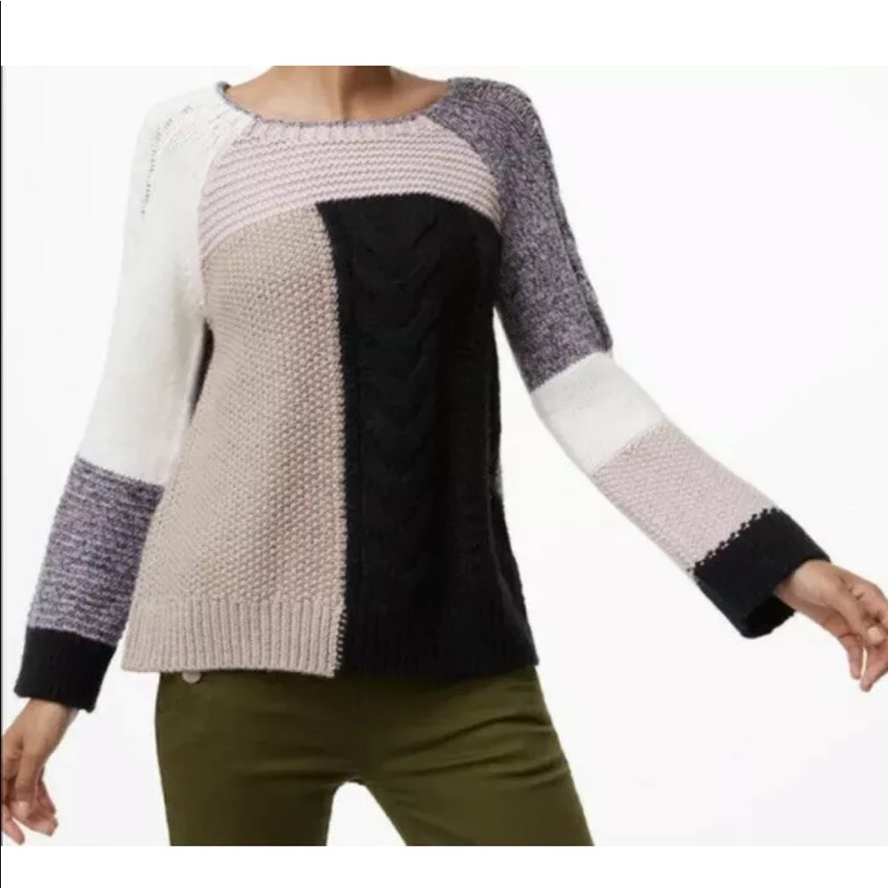 Loft patchwork sweater with bell sleeves